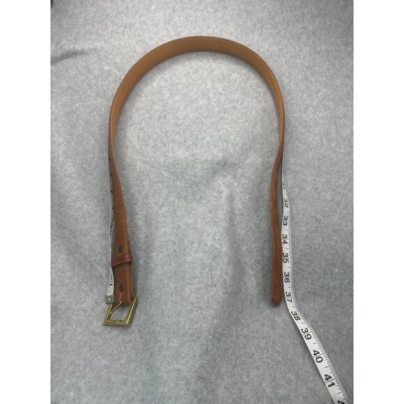 Coach 7600 British Tan Leather Belt Solid Brass Buckle Vintage USA Gorpcore 34 main image 8